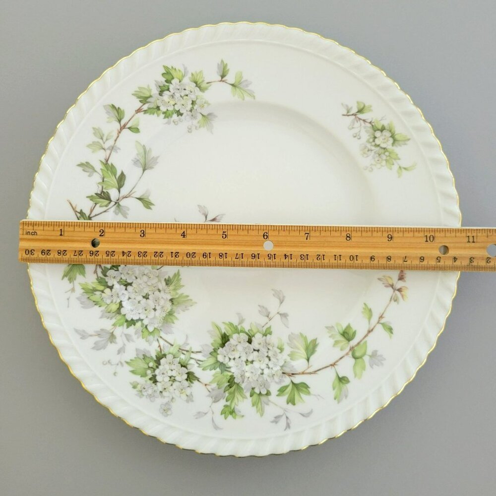 Vintage Franconia Hawthorn Dinner Plate, White Flowers & Leaves, Gadroon Border, - Picture 8 of 9
